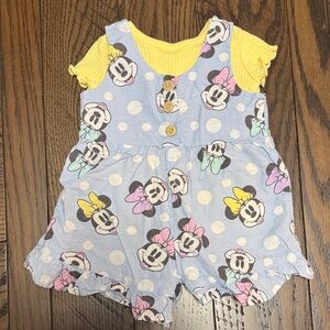 Disney Girls Yellow & Light Blue Minnie Mouse Matching Set